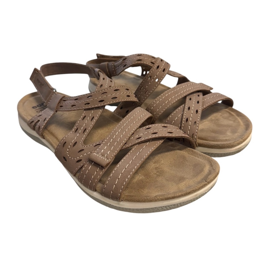 Earth Origins Sass3 Flat Brown Strappy Sandals Size 9